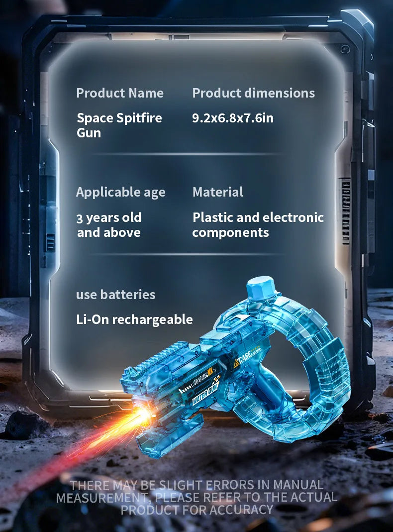 Space Electric Water Gun Energy Ring Burst Transformation LED Lights Large Capacity Full Auto Continuous Fire Squirt Gun Toy