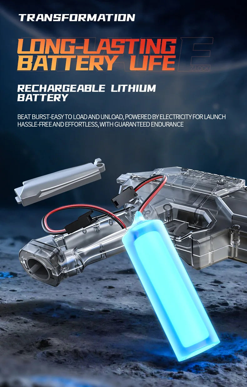 Space Electric Water Gun Energy Ring Burst Transformation LED Lights Large Capacity Full Auto Continuous Fire Squirt Gun Toy