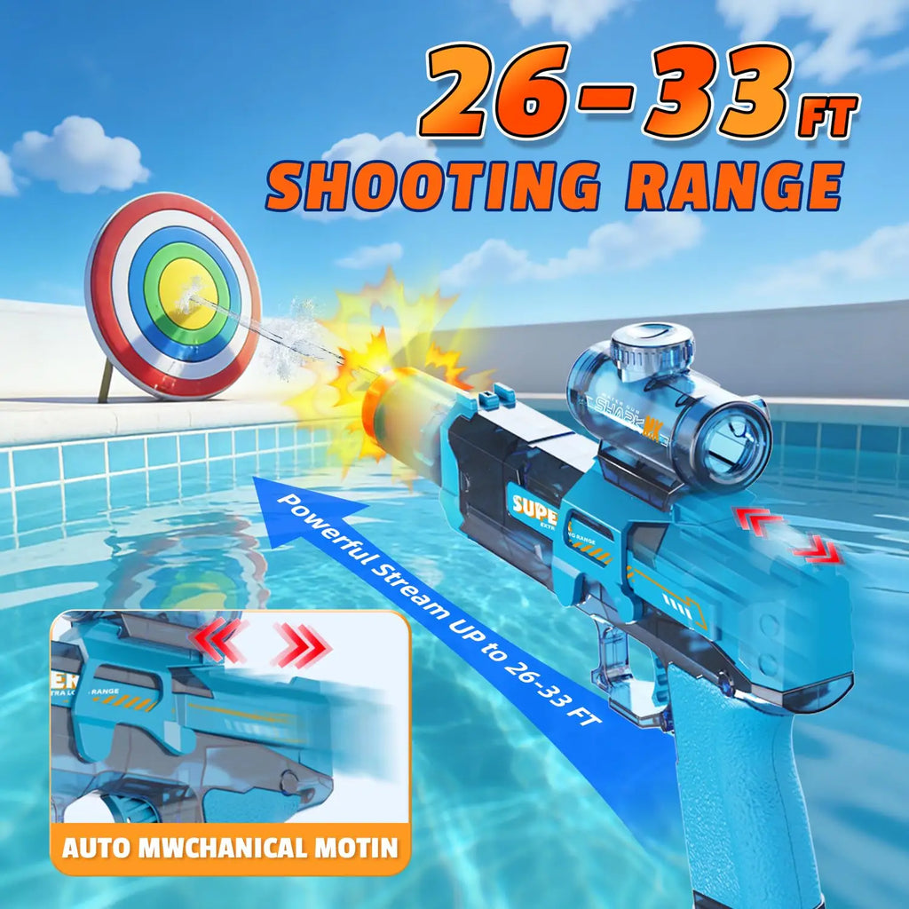 Electric Water Gun for Kids Adults, Automatic Squirt Gun Pistol with Light, Leak-Proof Rechargeable Water gun for Pool Beach Toy