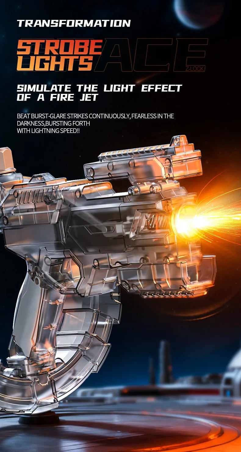 Space Electric Water Gun Energy Ring Burst Transformation LED Lights Large Capacity Full Auto Continuous Fire Squirt Gun Toy